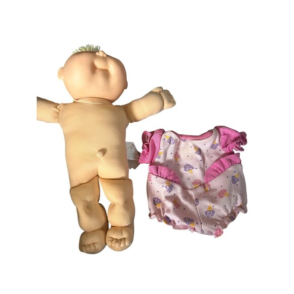 Cabbage Patch Kids Doll 1989 VTG Blonde Tufted Hair Blue Eyes Pink Romper Diaper - Picture 10 of 12